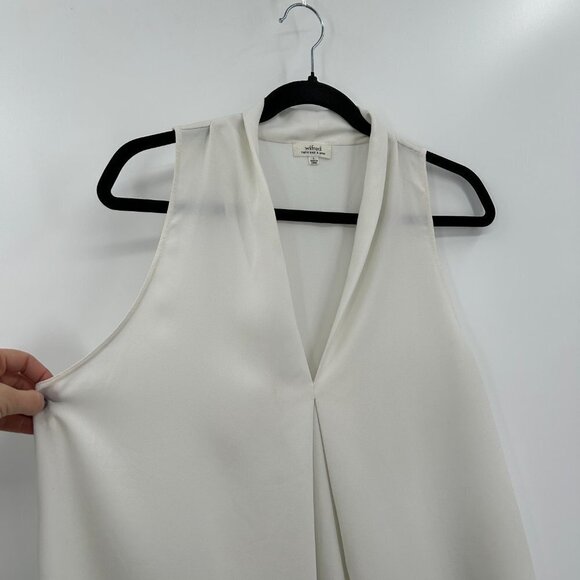 WILFRED White V-Neck Drapey Sleeveless Lightweight Blouse Top Size Large - Picture 3 of 7